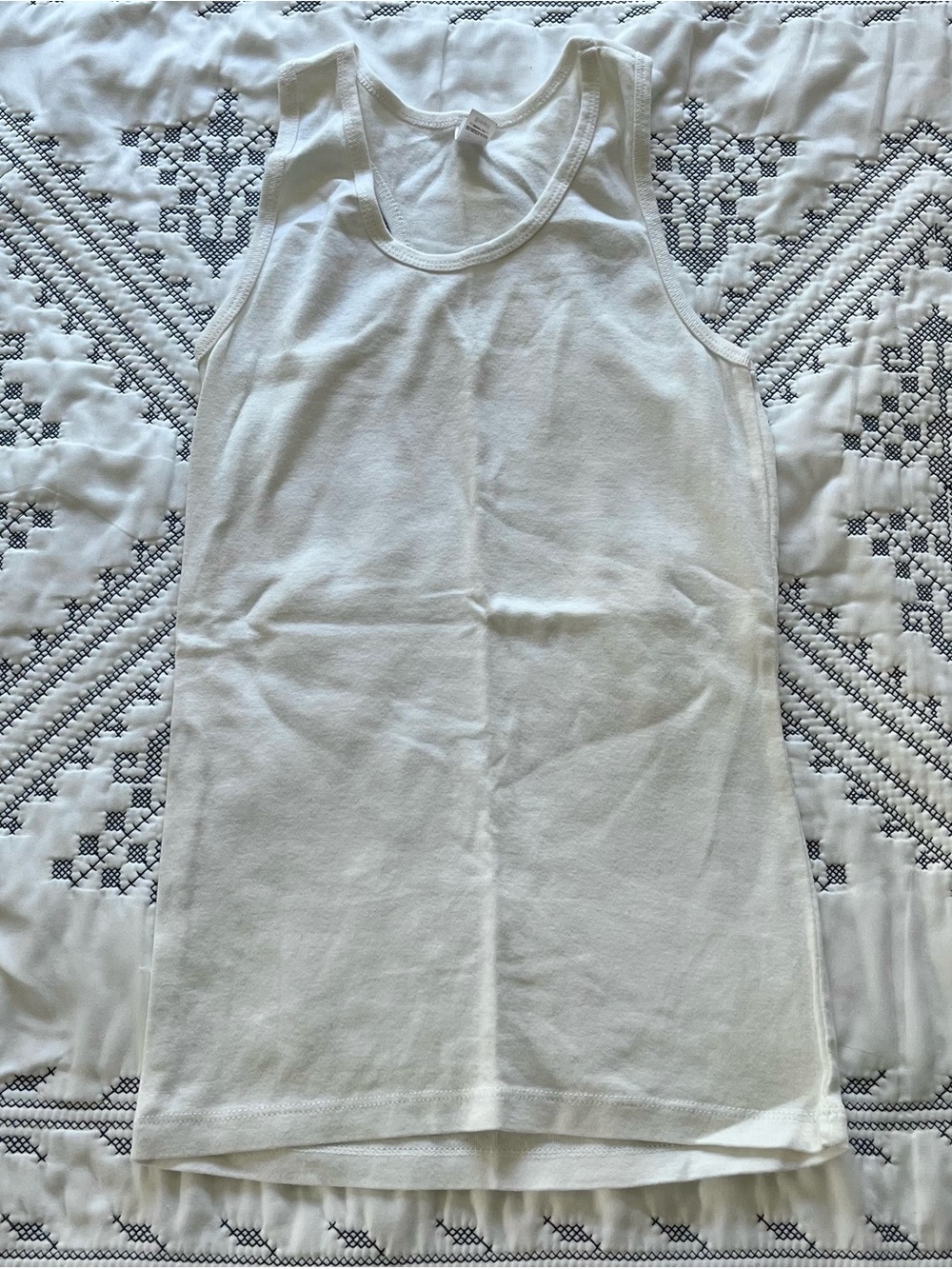 Lady Bank White Ribbed Tank Top Cotton Sleeveless Basics Size Small